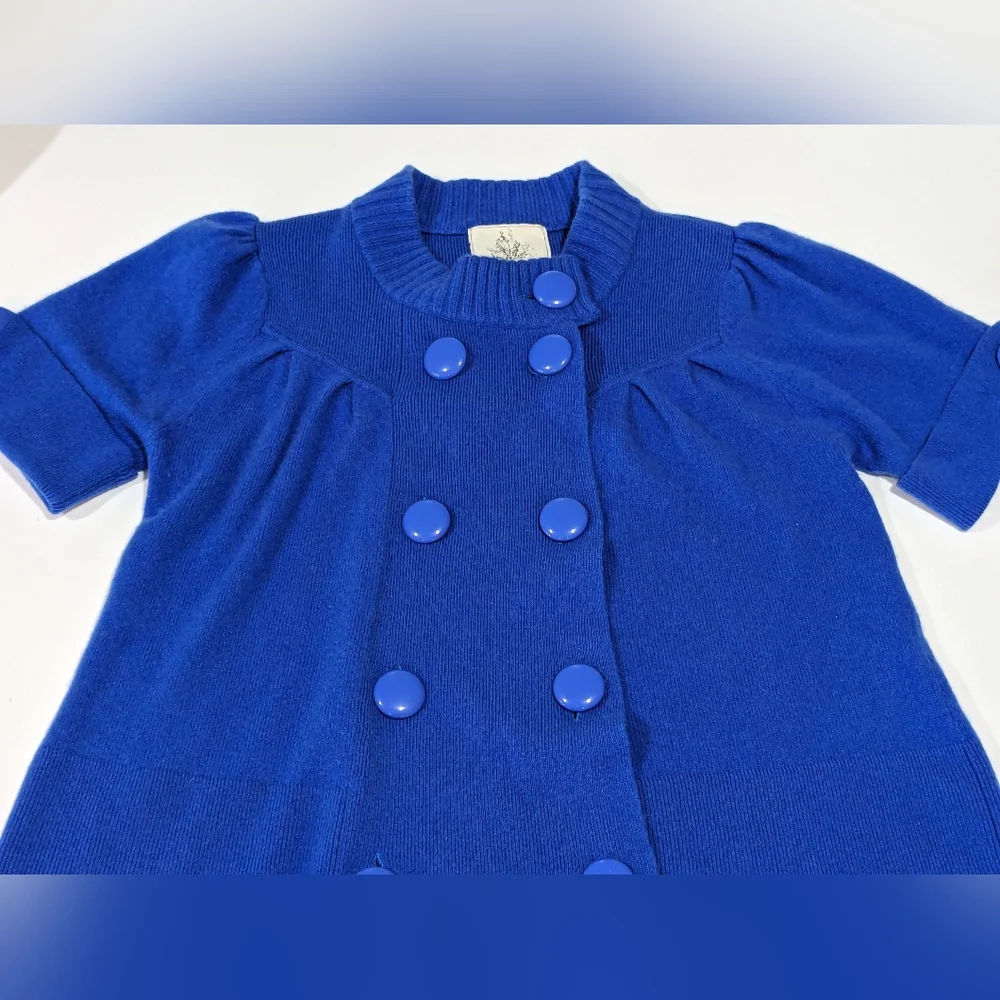 Cashmere Sweater Blue with Double Buttons Medium - Picture 8 of 9